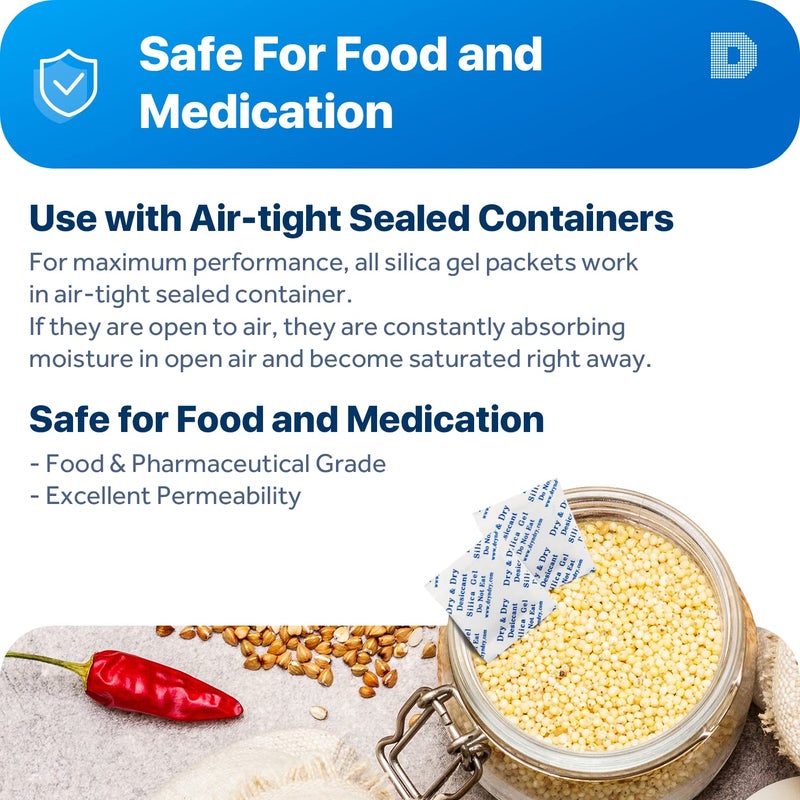 Dry & Dry 1 Gram [1200 Packets] Silica Gel Packets Desiccants Silica Gel Packs - Food Safe Silica Packets Silica Gel Desiccant Packs for Storage - Image 3